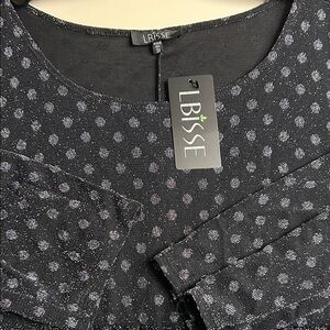 LBisse Black and Silver Polka Dot Dress 3X